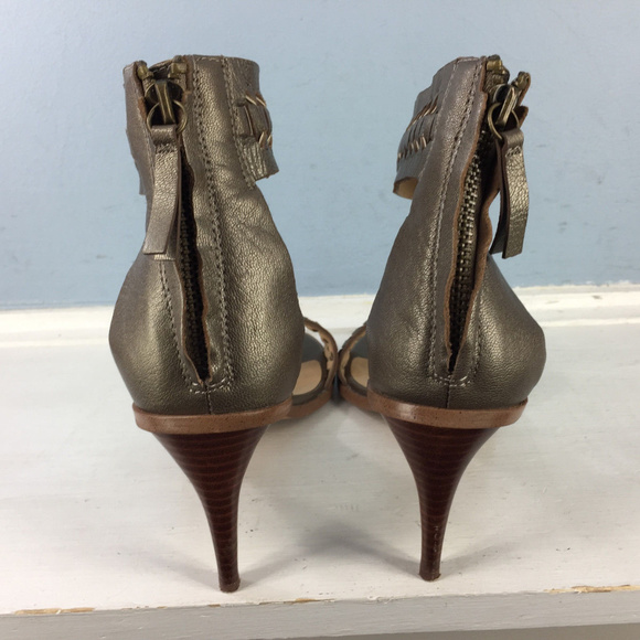 Joe's Jeans pax 7.5 Taupe Bronze Ankle Strap heels - Picture 4 of 7